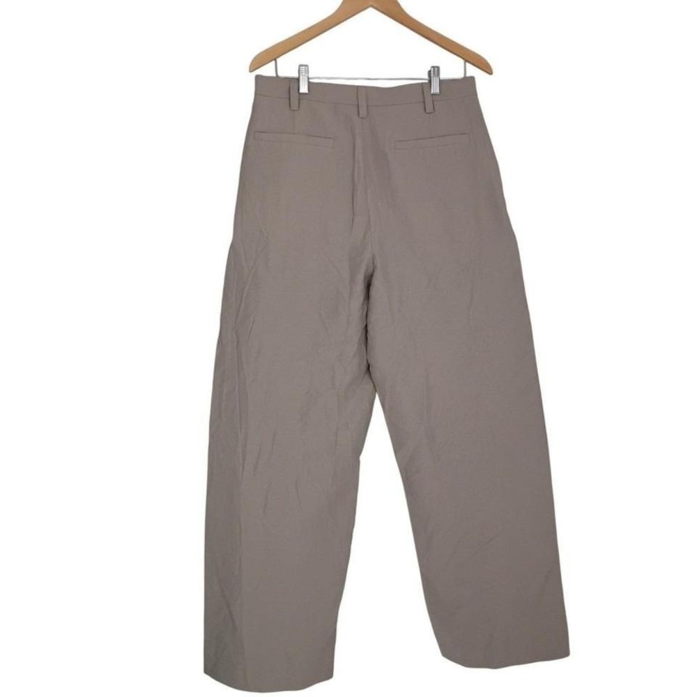 ZARA NWT Beige Linen Blend Wide Leg Trousers High Rise Button Fly 31 Minimalist - Picture 6 of 8